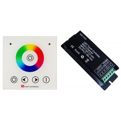 RGB Controller With RF Wall Mounted Touch Remote For Led stripLights, DC12V-24V,CE/RoHS,Warranty